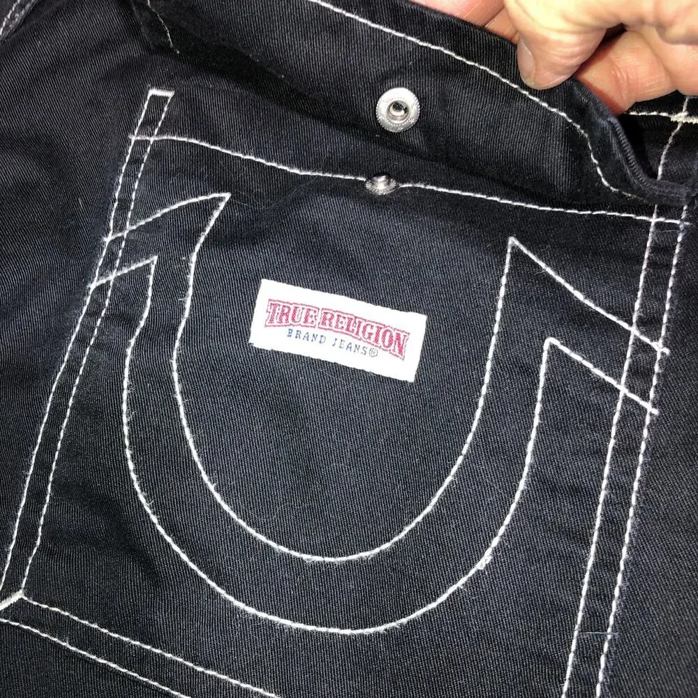True Religion Brand Jeans Straight Leg Cargo Streetwear Pants Black Size 30